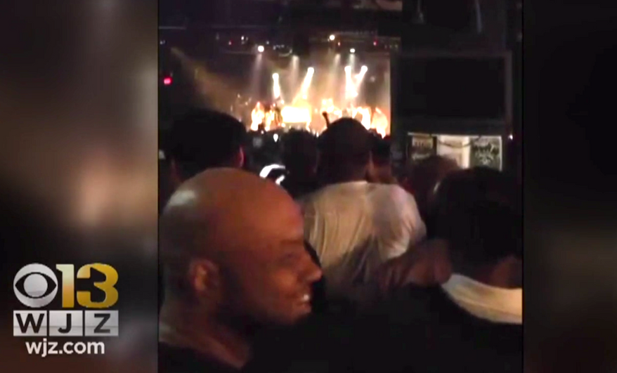 Baltimore Police Commissioner Darryl De Sousa addresses concertgoers at a hip-hop show about "200 years" of abuses perpetrated by cops, April 18, 2018. (Image: CBS-13 Baltimore screenshot)