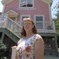 In this June 21, 2008, file photo, Susette Kelo, left, former owner of the controversial little pink house, stands in front of her old home at its new location in New London, Conn. Susette Kelo took on the city of New London, which was trying to take her house through eminent domain. She ultimately lost in a 5-4 decision by the Supreme Court. (AP Photo/Jessica Hill, File)  **FILE**