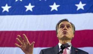 U. S. Senate candidate Mitt Romney delivers his speech to the delegates at the Utah Republican Nominating Convention Saturday, April 21, 2018, at the Maverik Center in West Valley City, Utah. (Leah Hogsten/The Salt Lake Tribune via AP)