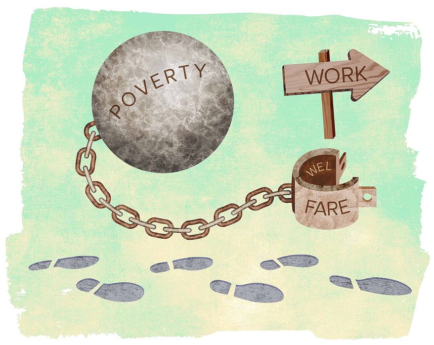 Unlocked from Poverty Illustration by Greg Groesch/The Washington Times
