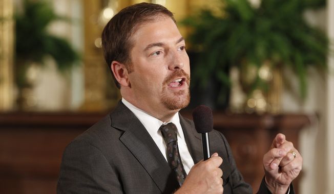 Chuck Todd, chief White House correspondent for NBC News, speaks on camera before President Barack Obama and British Prime Minister David Cameron hold a joint news conference in the East Room of the White House in Washington, Tuesday, July 20, 2010. (AP Photo/Charles Dharapak) ** FILE **