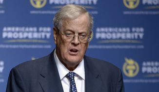 In this Aug. 30, 2013, file photo, Americans for Prosperity Foundation Chairman David Koch speaks in Orlando, Fla. A sure sign of policy success for the sprawling conservative network funded by the billionaire Koch brothers is Democratic pushback. With regulations being rolled back and huge tax cuts, Democrats question how far the Koch network&#39;s influence extends. (AP Photo/Phelan M. Ebenhack, File)