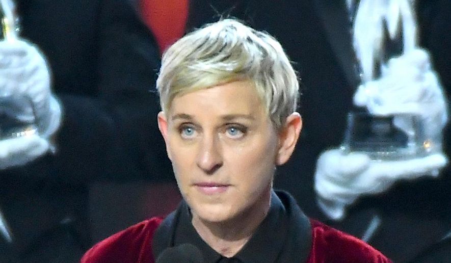 In this Jan. 18, 2017, photo, Ellen DeGeneres, winner of the awards for favorite animated movie voice, favorite daytime TV host, and favorite comedic collaboration, speaks at the People&#x27;s Choice Awards in Los Angeles. (Photo by Vince Bucci/Invision/AP)