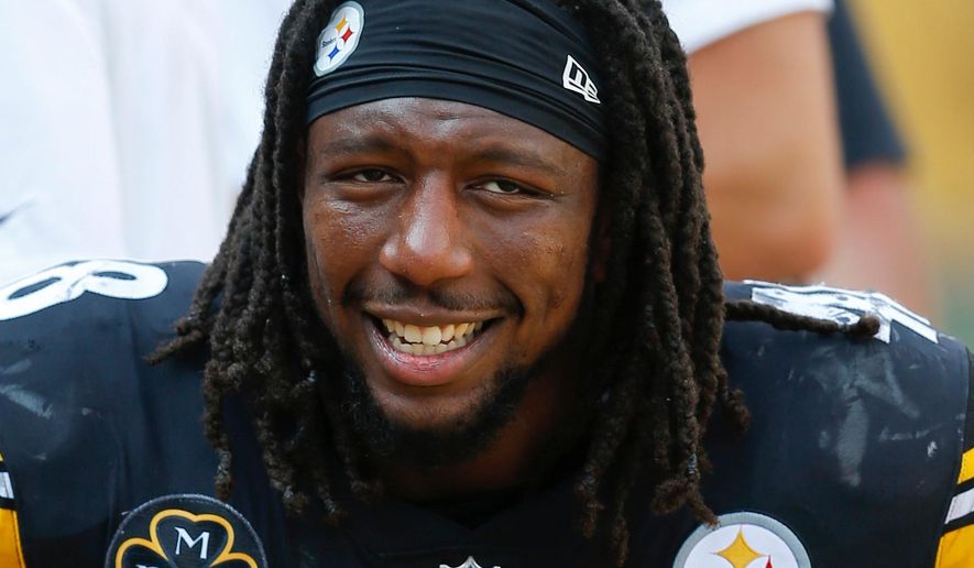FILE - In this Sept. 17, 2017, file photo, Pittsburgh Steelers outside linebacker Bud Dupree (48)smiles on the sideline during an NFL football game against the Minnesota Vikings, in Pittsburgh. The Steelers have exercised the fifth-year option on outside linebacker Bud Dupree. The Steelers made the announcement on Monday, April 23, 2018, three days before the start of the draft. The move will keep the 24-year-old Dupree under contract for the 2019 season. (AP Photo/Keith Srakocic, File)