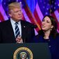 President Trump is shown here in this undated file photo with RNC Chairwoman Ronna Romney McDaniel.  (Associated Press/File)  **FILE**