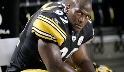 James Harrison LB Pittsburgh Steelers. Harrison played college football for Kent State University and was signed by the Pittsburgh Steelers as an undrafted free agent in 2002. A five-time Pro Bowl selection, Harrison won two Super Bowls with the Steelers: XL and XLIII. In 2008, he became the only undrafted player to be named Associated Press NFL Defensive Player of the Year. He is the Steelers&#x27; all-time sack leader, with 80.5. (AP Photo/Gene J. Puskar, File)