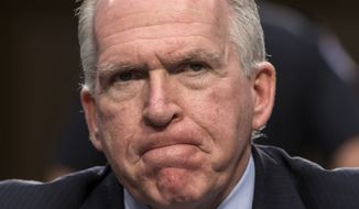Then-CIA Director John Brennan testifies on Capitol Hill in Washington, Thursday, June 16, 2016, before the Senate Intelligence Committee hearing on the Islamic State. (AP Photo/J. Scott Applewhite) ** FILE **