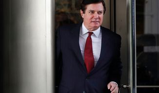 FILE - In this Nov. 6, 2017, file photo, Paul Manafort, President Donald Trump&#39;s former campaign chairman, leaves the federal courthouse in Washington. A federal judge in Washington has thrown out a civil lawsuit brought by President Donald Trump’s former campaign chairman that sought to challenge the authority of the special counsel in the Russia investigation. The decision was a blow to Manafort’s defense against special counsel Robert Mueller. U.S. District Judge Amy Berman Jackson issued the ruling.(AP Photo/Jacquelyn Martin, File)