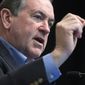Republican presidential candidate, former Arkansas Gov. Mike Huckabee, speaks during a campaign event at Faith Baptist Bible College, Tuesday, Jan. 26, 2016, in Ankeny, Iowa. (AP Photo/Evan Vucci)