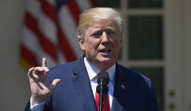 President Donald Trump speaks during a National Day of Prayer event in the Rose Garden of the White House in Washington, Thursday, May 3, 2018. (AP Photo/Susan Walsh)