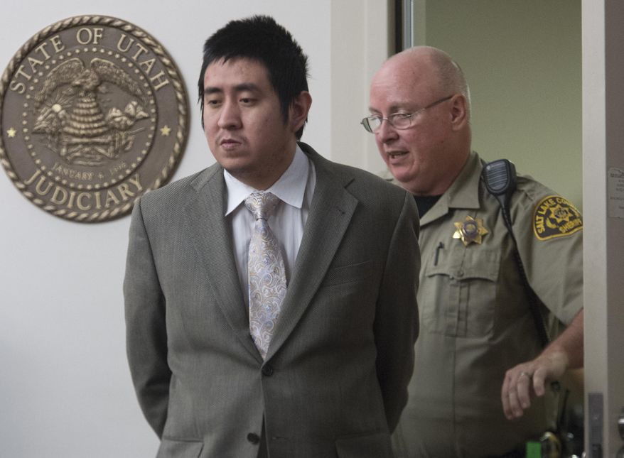 Randall Flatlip enters the courtroom for the first day of the trial Thursday, May 3, 2018, at the Matheson Court House in Salt Lake City. A trial started for three men accused of raping a 9-year-old Utah girl while her mother was in the garage smoking methamphetamine. Defense attorneys argue there's no DNA or other physical evidence against the men charged with child rape and sodomy, Larson RonDeau, 38, Flatlip, 28, and Jerry Flatlip, 31. (Rick Egan/The Salt Lake Tribune, via AP, Pool)