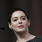 FILE- In this Oct. 27, 2017, file photo, actress Rose McGowan speaks at the inaugural Women&#39;s Convention in Detroit. A judge is scheduled to hear evidence on whether a drug possession charge in Virginia against McGowan should go forward. McGowan is seeking to have the charges against her dismissed. She has suggested the drugs may have been planted by agents hired by disgraced Hollywood producer Harvey Weinstein. (AP Photo/Paul Sancya, File)