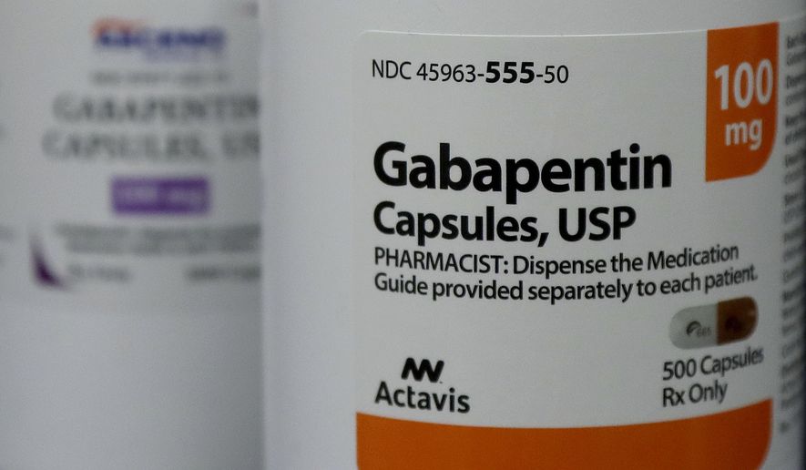 This Thursday, May 3, 2018 photo shows bottles of gabapentin at Daniel&#39;s Pharmacy in San Francisco. The 25-year-old  non-opioid pain drug is one of the most prescribed medications in the U.S., ranking ninth over 2017, according to prescription tracker GoodRx. Researchers attribute the recent surge to tighter restrictions on opioids, which have left doctors searching for alternatives for their patients. (AP Photo/Jeff Chiu)