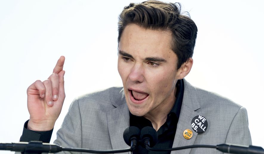 David Hogg, a survivor of the mass shooting at Marjory Stoneman Douglas High School in Parkland, Fla., speaks during the 