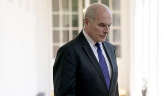 President Donald Trump&#x27;s Chief of Staff John Kelly arrives for a first lady Melania Trump initiative event in the Rose Garden of the White House, Monday, May 7, 2018, in Washington. (AP Photo/Andrew Harnik) ** FILE **