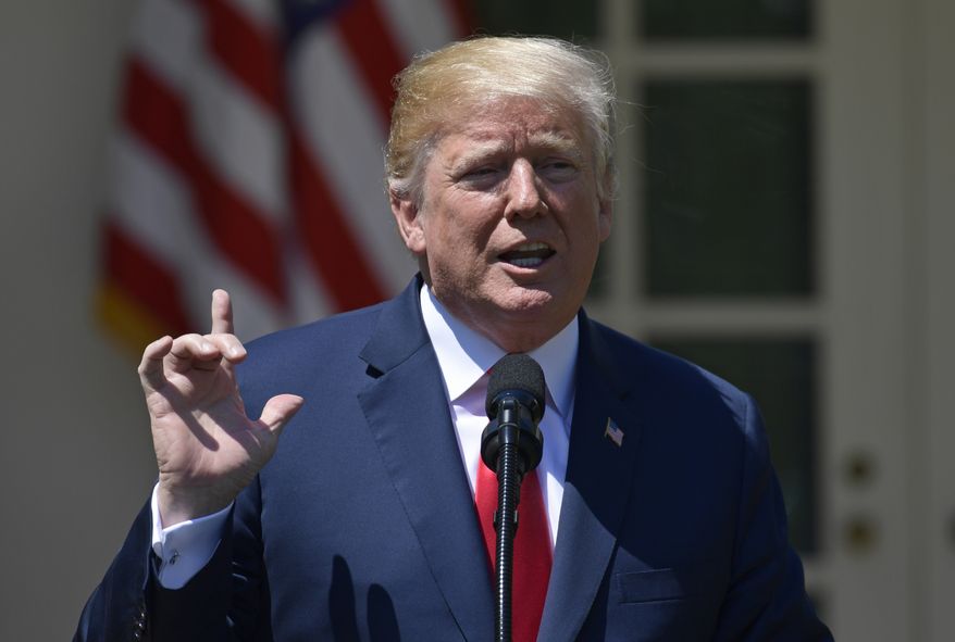 President Donald Trump speaks during a National Day of Prayer event in the Rose Garden of the White House in Washington, Thursday, May 3, 2018. (AP Photo/Susan Walsh)
