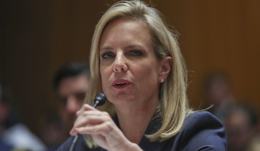 Homeland Security Secretary Kirstjen Nielsen testifies before Senate Appropriations subcommittee hearing on Capitol Hill in Washington, Tuesday, May 8, 2018. (AP Photo/Pablo Martinez Monsivais)