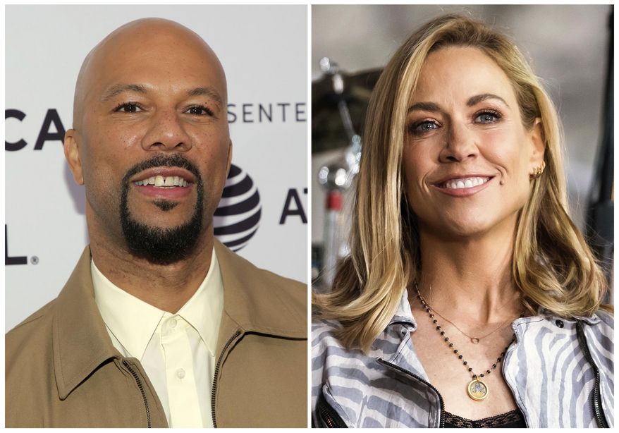This combination photo shows musicians Common at a screening of "All About Nina" during the 2018 Tribeca Film Festival in New York on April 22, 2018, left, and Sheryl Crow on NBC's "Today" show in New York on April 19, 2017. Crow and Common are among the artists and executives on the Recording Academy's new task force on inclusion and diversity. The academy announced the team’s 16 members, 13 of whom are women, in a statement Wednesday, May 9. (AP Photo)