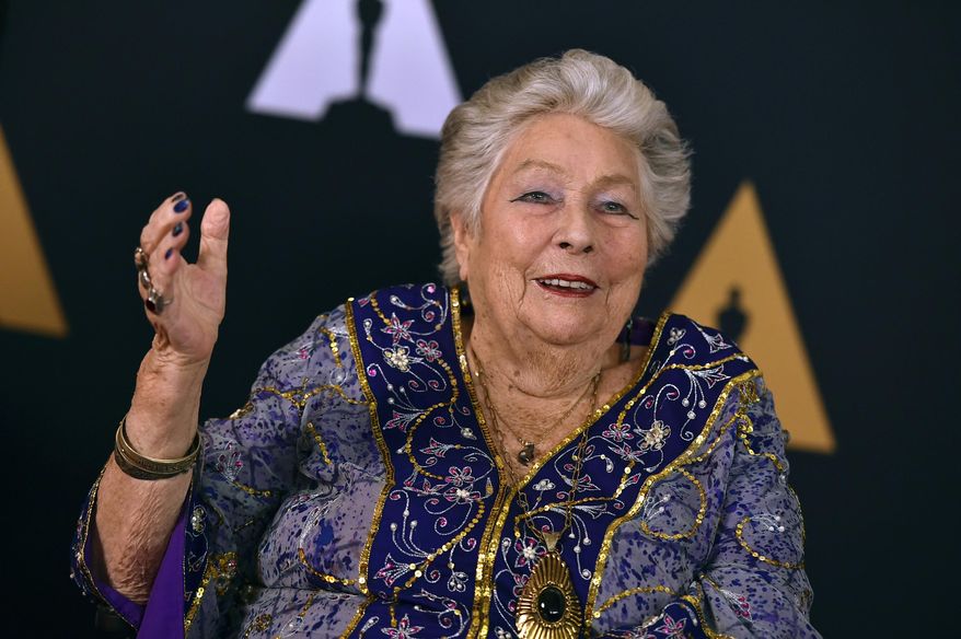 FILE - In this Nov. 12, 2016 file photo, Anne V. Coates arrives at the 2016 Governors Awards in Los Angeles. Coates, an Oscar-winning film editor died Tuesday, May 8, 2018, at the Motion Picture Country Home and Hospital in Woodland Hills, Calif.. She was 92. (Photo by Jordan Strauss/Invision/AP, File)