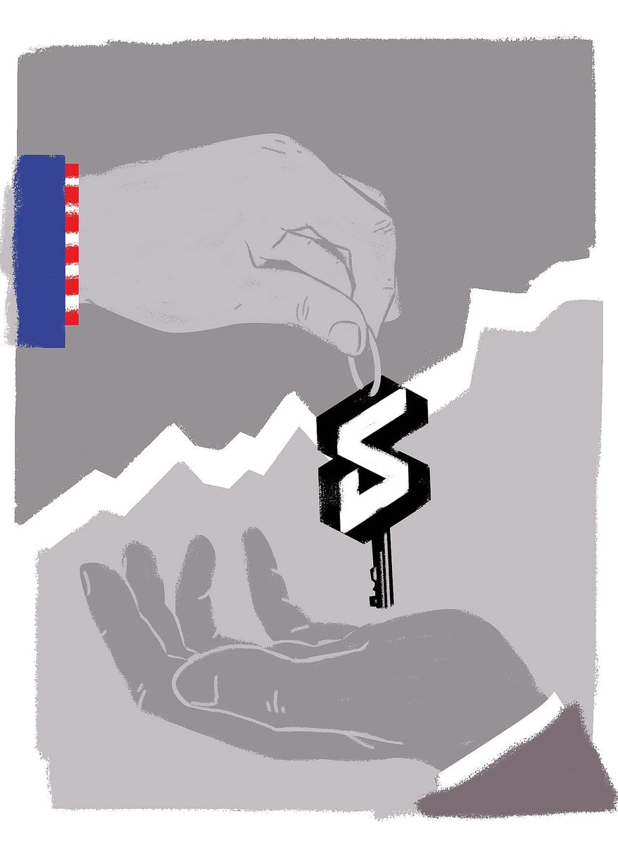 Illustration on privatizing the VA by Linas Garsys/The Washington Times