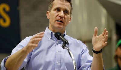 FILE - In this Jan. 29, 2018, file photo, Missouri Gov. Eric Greitens speaks in Palmyra, Mo. Attorneys defending Greitens against an invasion-of-privacy charge are raising doubts about the testimony of a woman with whom he had an affair. In a court filing dated Sunday, April 8, 2018, his attorneys say the woman testified she never saw Greitens with a camera or phone on the day he is accused of taking a partially nude photo of her while she was blindfolded and bound. (AP Photo/Jeff Roberson, File)