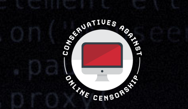 Logo for Conservatives Against Online Censorship, screen-captured from its official website. Accessed May 15, 2018. (MRC/Conservatives Against Online Censorship) [https://info.mrc.org/Conservatives_Against_Online_Censorship.html]
