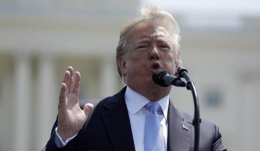 President Donald Trump speaks during the 37th annual National Peace Officers Memorial Service on Capitol Hill, Tuesday, May 15, 2018 in Washington. (AP Photo/Evan Vucci)