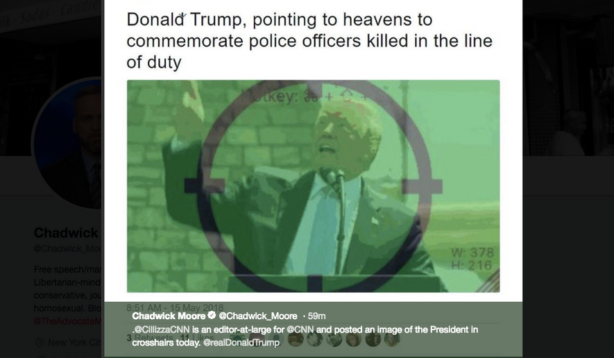 A CNN senior political analyst Chris Cilizza put out an image of President Trump in crosshairs
(Screengrab from Twitter)