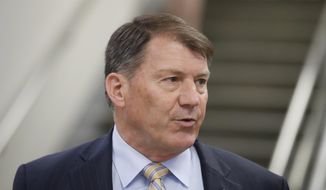 Sen. Mike Rounds, R-S.D., departs after a vote on Gina Haspel to be CIA director, on Capitol Hill, Thursday, May 17, 2018 in Washington. (AP Photo/Alex Brandon) **FILE**