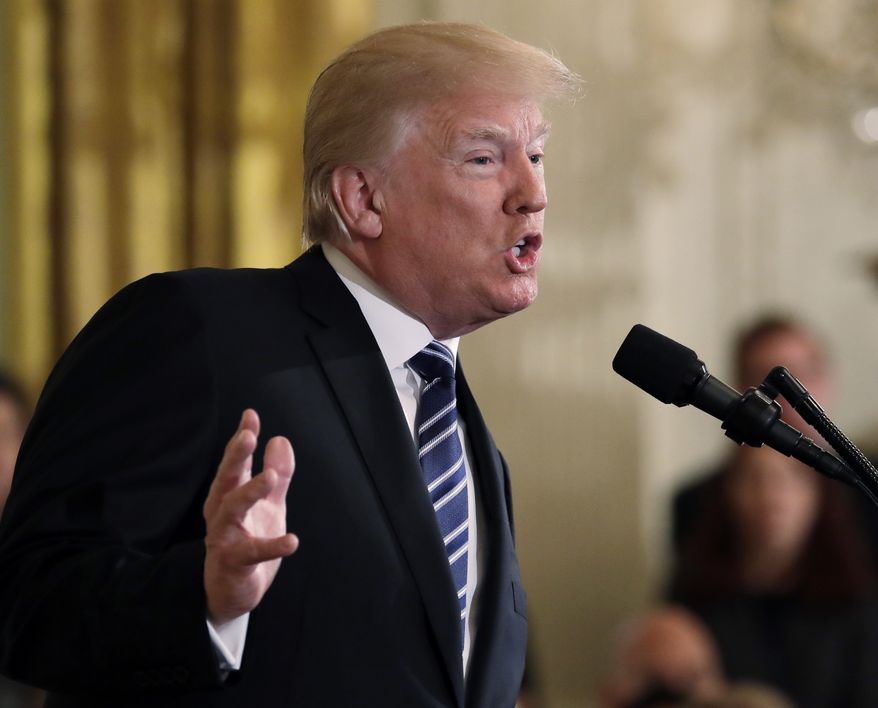 President Donald Trump speaks during an event on prison reform in the East Room of the White House, Friday, May 18, 2018, in Washington. (AP Photo/Evan Vucci)