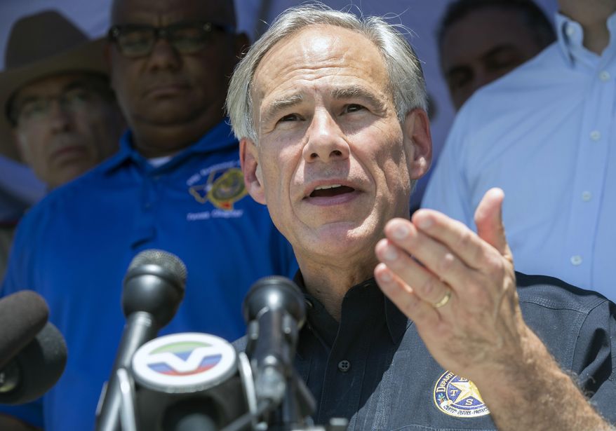 Texas Governor Greg Abbott speaks during a press conference in the wake of a school shooting at Santa Fe High School on Friday, May 18, 2018 in Santa Fe, Texas. (Stuart Villanueva/The Galveston County Daily News via AP)