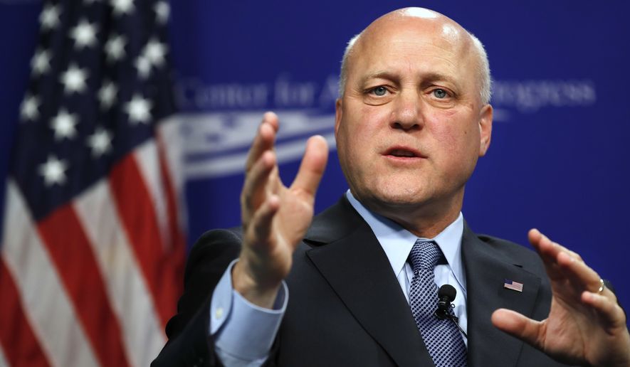 FILE - In this June 16, 2017, file photo, New Orleans Mayor Mitch Landrieu speaks in Washington on race in America and his decision to take down Confederate monuments in his city. Landrieu will be presented Sunday, May 20, 2018, with the 2018 John F. Kennedy Profile in Courage Award for standing behind his decision to take down four monuments. (AP Photo/Jacquelyn Martin, File)