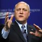 FILE - In this June 16, 2017, file photo, New Orleans Mayor Mitch Landrieu speaks in Washington on race in America and his decision to take down Confederate monuments in his city. Landrieu will be presented Sunday, May 20, 2018, with the 2018 John F. Kennedy Profile in Courage Award for standing behind his decision to take down four monuments. (AP Photo/Jacquelyn Martin, File)
