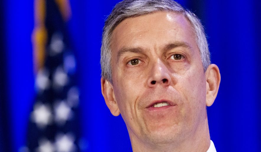 Then-Education Secretary Arne Duncan speaks at the National Forum on Youth Violence Prevention, Tuesday, May 12, 2015, in Arlington, Va. (AP Photo/Jacquelyn Martin) ** FILE **