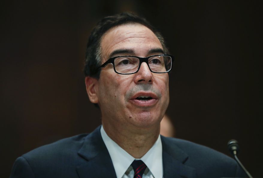 Treasury Secretary Steve Mnuchin testifies before the Senate Appropriations Financial Services and Government Subcommittee hearing on Capitol Hill in Washington, Tuesday, May 22, 2018. (AP Photo/Pablo Martinez Monsivais)