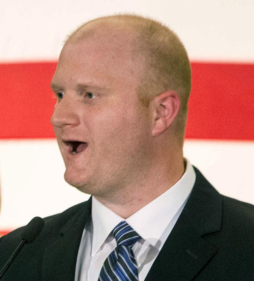 FILE - In this Nov. 8, 2016 file photo, Jim Mowrer, Democratic candidate for the U.S. House of Representatives, speaks during an election night rally, in Des Moines, Iowa. Mower, now a Democratic candidate for Iowa Secretary of State, has been helping run a political action committee that is supporting his campaign, a potential violation of state election law, disclosure filings show. (Rodney White /The Des Moines Register via AP, File)
