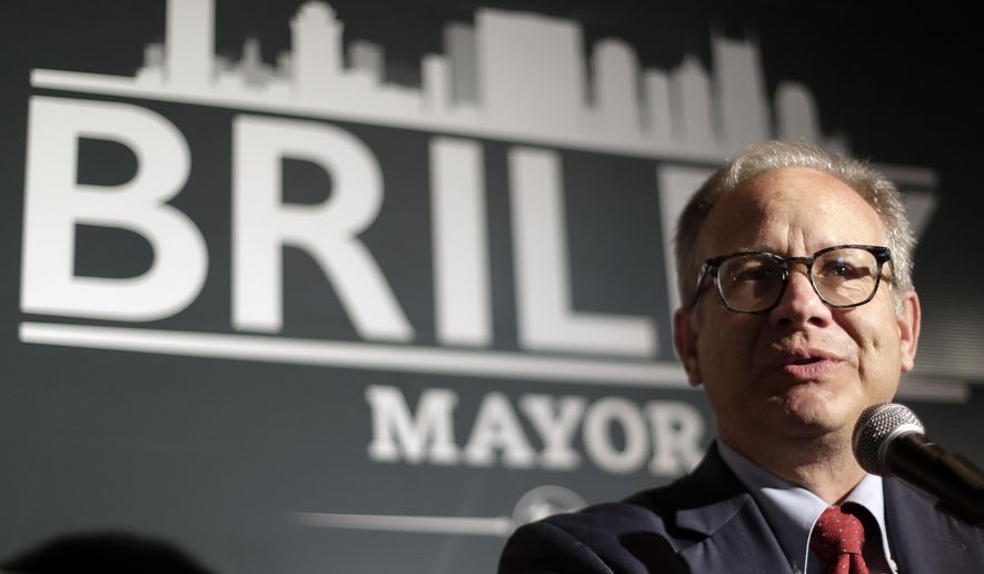 Nashville Mayor David Briley speaks to supporters after winning a special election to remain as mayor, Thursday, May 24, 2018, in Nashville, Tenn. Briley took over as the city's mayor in early March after Megan Barry resigned from her position as part of a plea agreement for felony theft charges. (AP Photo/Mark Humphrey)