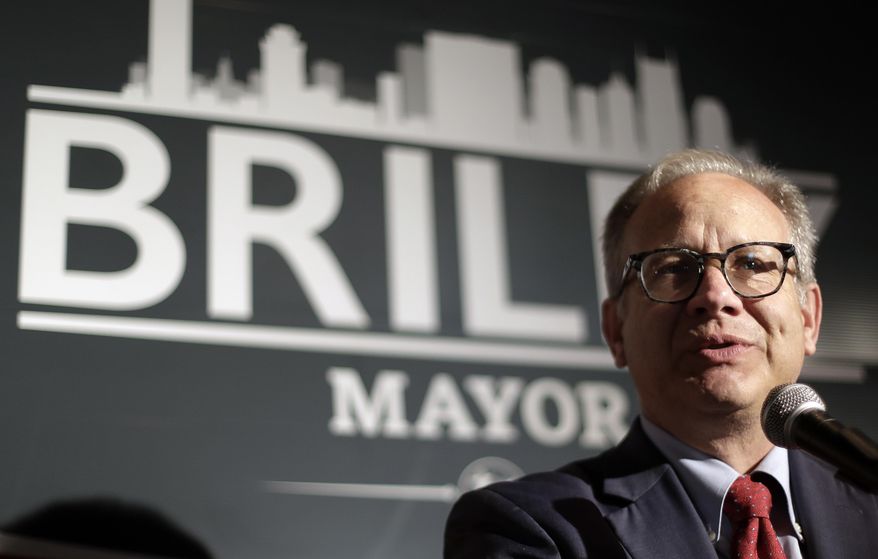 Nashville Mayor David Briley speaks to supporters after winning a special election to remain as mayor, Thursday, May 24, 2018, in Nashville, Tenn. Briley took over as the city's mayor in early March after Megan Barry resigned from her position as part of a plea agreement for felony theft charges. (AP Photo/Mark Humphrey)