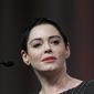 Actress Rose McGowan speaks at the inaugural Women&#39;s Convention in Detroit, Oct. 27, 2017. McGowan said Thursday, May 24, 2018, she’s “still in shock” that Harvey Weinstein will finally be appearing in court in New York City, and she sees it as a win for all of the women who have accused him of sexual misconduct. McGowan was one of Weinstein’s earliest accusers. She says he raped her more than 20 years ago. (AP Photo/Paul Sancya) ** FILE ** 