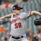 Washington Nationals starting pitcher Jeremy Hellickson throws to a Baltimore Orioles batter during the second inning of a baseball game, Tuesday, May 29, 2018, in Baltimore. (AP Photo/Patrick Semansky)