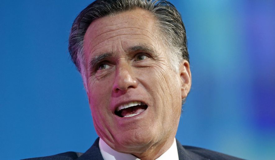 In this Jan. 19, 2018, file photo, former Republican presidential candidate Mitt Romney speaks at a conference in Salt Lake City. (AP Photo/Rick Bowmer, File)