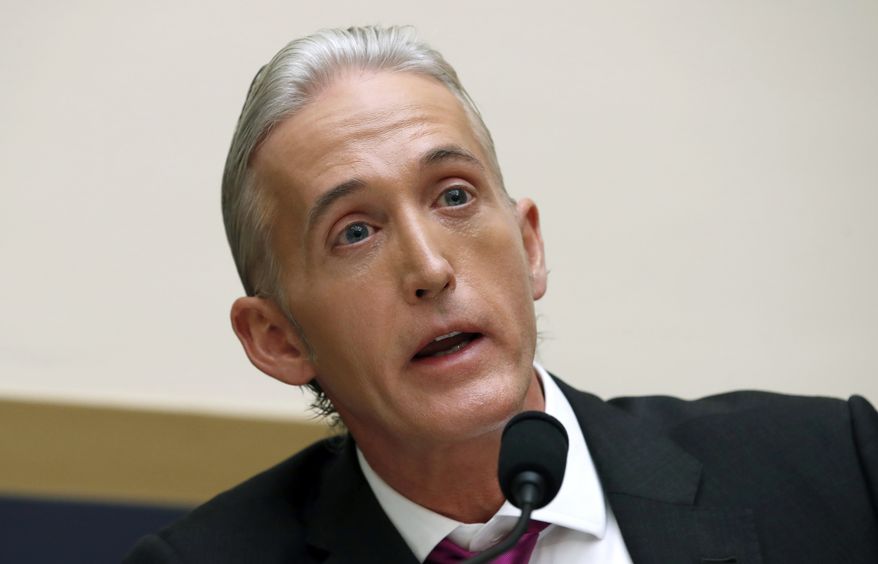 In this Nov. 14, 2017, file photo, Rep. Trey Gowdy, R-S.C., questions Attorney General Jeff Sessions during a House Judiciary Committee hearing on Capitol Hill in Washington. (AP Photo/Alex Brandon) ** FILE **