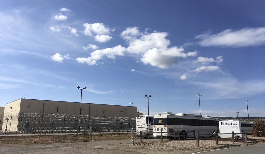 This November 2017 photo provided by Sarah Macaraeg shows the Cibola County Correctional Center in Milan, N.M. The death of a transgender woman while in the custody of U.S. Immigration and Customs Enforcement has prompted advocates to demand that LGBT migrant detainees be freed until their cases are heard. (Sarah Macaraeg via AP)