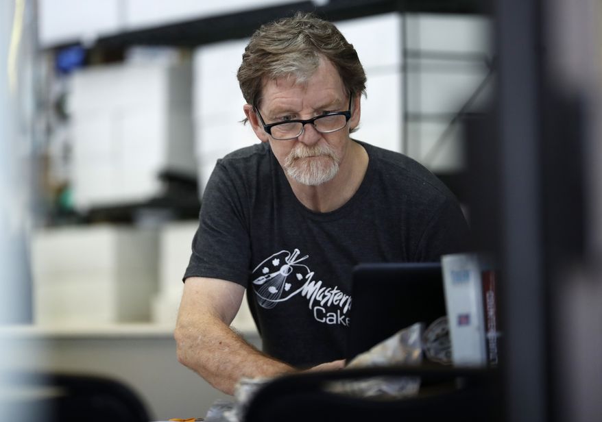 Baker Jack Phillips, owner of Masterpiece Cakeshop, manages his shop after the U.S. Supreme Court ruled that he could refuse to make a wedding cake for a same-sex couple because his religious beliefs did not violate Colorado&#39;s anti-discrimination law Monday, June 4, 2018, in Lakewood, Colo. (AP Photo/David Zalubowski) **FILE**
