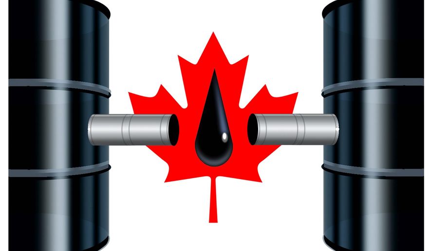 Illustration on Canadian oil infrastructure by Alexander Hunter/The Washington Times