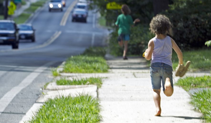 Dvora Meitiv, 6, runs home with her brother Rafi 10,  after their mother Danielle Meitiv,pick them up at the school bus stop in Silver Spring Md., on Friday, June 12, 2015. After outcry over one family&amp;#8217;s &amp;#8220;free-range&amp;#8221; parenting case, Maryland officials on Friday clarified the state&amp;#8217;s policy on how authorities handle cases of children walking or playing alone outdoors, saying the state shouldn&amp;#8217;t investigate unless kids are harmed or face substantial risk of harm. (AP Photo/Jose Luis Magana)