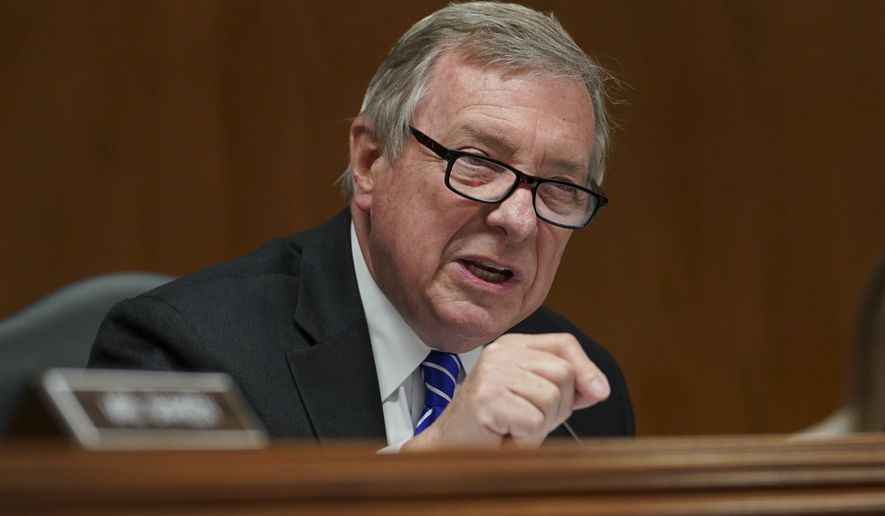 Senate Subcommittee on Labor, Health and Human Services, Education, and Related Agencies Appropriations member Sen. Dick Durbin, D-Ill., questions Education Secretary Betsy DeVos during a hearing to review the Fiscal Year 2019 funding request and budget justification for the U.S. Department of Education on Capitol Hill in Washington, Tuesday, June 5, 2018. (AP Photo/Carolyn Kaster)