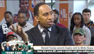 ESPN&#39;s Stephen A. Smith talks about President Trump&#39;s leverage over the NFL regarding its national anthem protests. (Image: ESPN screenshot)