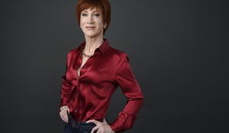FILE - In this March 22, 2018 file photo, comedian Kathy Griffin poses for a portrait in Los Angeles. Griffin will be honored Tuesday, June 5, by West Hollywood for raising more than $5 million for HIV/AIDS services and LGBTQ causes. (Photo by Chris Pizzello/Invision/AP, File)