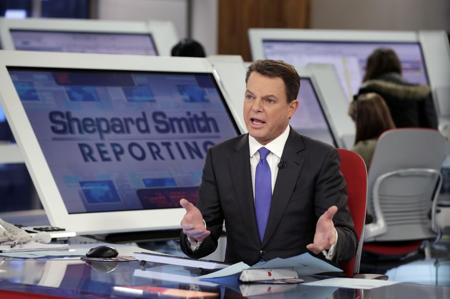 Fox News Channel chief news anchor Shepard Smith broadcasts from The Fox News Deck during his &quot;Shepard Smith Reporting&quot; program, in New York, Monday, Jan. 30, 2017. (AP Photo/Richard Drew) ** FILE **